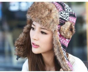 Partihandel-2015 Nya kvinnor vinterhatt med öronflikar skidbomber hatt utomhus snöörla keps hatt gratis frakt