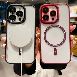 Case Magnetic PC الجديد الشفاف iPhone15 Pro/Pro Max 14 13 12 11 عبوات البيع بالتجزئة تأتي مع حماية العدسة.