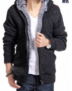 Men's Sweaters Autumn Winter Fashion Thick Warm Padded Cardigans Knitted Black Gray Knit Jackets M L XL 2XL