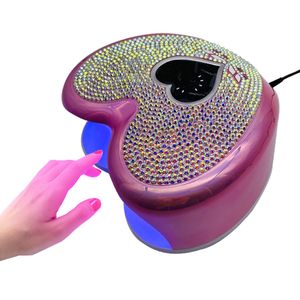 Nail Dryers 96W UV-LED Nail Lamp Professional Heart Shape Gel Polish Cure Lamp Pink Sun Light Nail Drying Manicure Machine With Rhinestone 230810