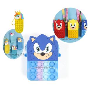 Kinder Einhorn Designer Federmäppchen Kinder Cartoon Sonic Umhängetasche Schule Studenten Stress Release Bubble Taschen 2 Stil