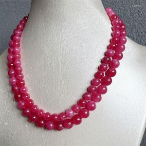 Kedjor 8mm 10mm Red Rubies Color Natural Stone Halsband Vintage Festival Gril Friend pojkvän män Kvinna smycken surfer erkek