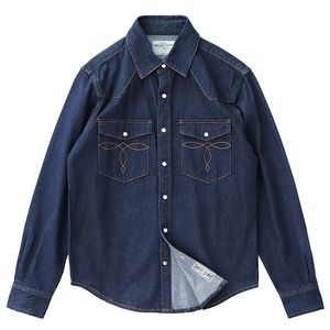 Herrjackor skrymmande jeans skjorta man långa ärmar n retro casual mörk slim tannin tvättjacka 230810