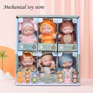 Dolls 6 peças Mini Olhos Realistas Rosos Cheia Reborn Reborn Baby Doll com roupas Acessórias de terno Presente de aniversário para meninas Dropship 230811