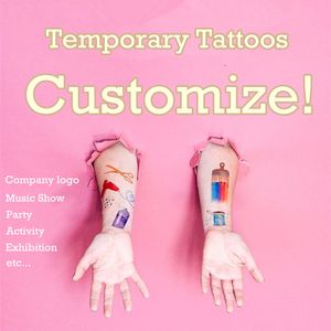 Tillfälliga tatueringar Personlig tillfällig falska tatuering DIY Anpassa Tattoo Custom Make Tattoo Sticker för Wedding Cosplay Company Party Pets 230811
