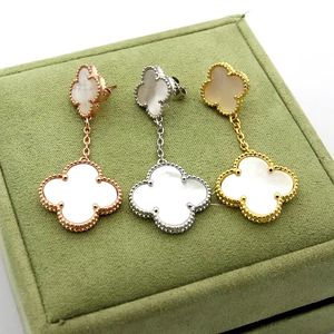 Women Luxury Brand Studs Top Quality 2 Flowers Design Engagement Couple Luxury Earrings Wholesale