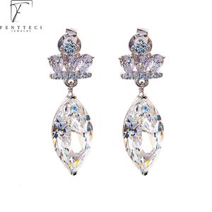 Hoop Huggie FENTTECI Pt950 Platinum Drop Earrings for Women Studs High Carbon Diamond Fine Jewelry Luxury Flash Wedding Party 230811