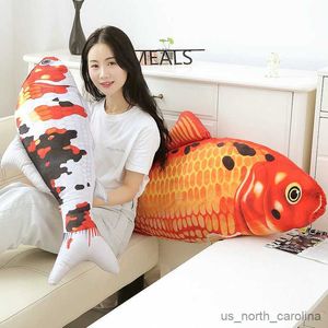 Fyllda plyschdjur 60-140 cm Big Cyprinus Fish Carp Plush Toy Livselike fyllda akvatiska fiskar Plushie Dogs Cats R230811