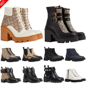 New designer Autumn and Winter short boots women's high quality leather G Quilted fashion versatile Martin boots bronzed shoe buckle Boots female