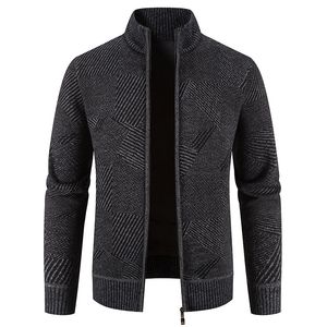 Mens Sweaters Men Striped Cardigan Knit Sweater Winter Warm Turtleneck Casual Slim Fit Thick Coat Jacket Fashion Clothing 230811