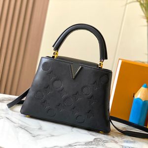 Modedesigner väska kvinnor läder tryck väska mode broderi tote multifunktion bärbar plånbok kortväska #20742 fast färg crossbody väska