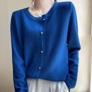 Women's Knits Sweater Crew Neck Wool Cardigan Knitting Bottom Osmanthus Needle Korean Loose Jacket Autumn And Winter Chic Affordable