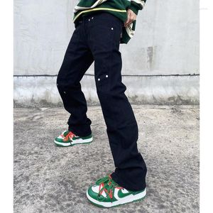 Мужские джинсы хип -хоп мода осенние зимние брюки Slim Fit Vintage Streetwear Белые черные брюки Cool Man High Street Men Clothing