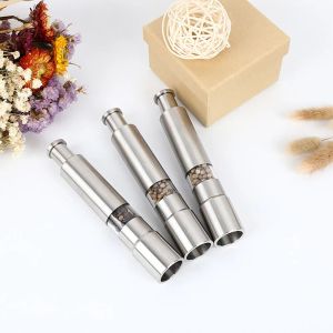 Manual Stainless Steel Thumb Push Salt Pepper Spice Sauce Grinder Mill Muller Stick Kitchen Tools BBQ Accessories