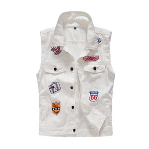 Men's Vests Men White Denim Vests Waistcoats Jackets Fashion Male Slim Fit Denim Coats Vests Street Wear Holes Jeans Vests Size S-5XL 230810