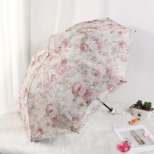 Umbrellas Girl Umbrella Parasol Visor Uv Luxury Lace Outdoor Women Rain Windproof Protection Double Layer Guarda Sol Sunshades