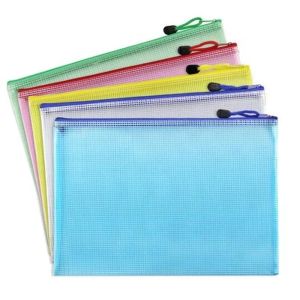 wholesale Waterproof Fiber Mesh File Folder Bag Document Pouch Office School Staff Students Stationery Book Pencil Pen Case Bag LL