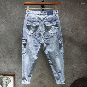 Jeans masculinos 2023 Primavera e outono Moda clássica Blue casual Casual solto confortável tamanho grande de alta qualidade calças Haren