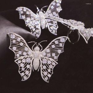 Küme halkaları lüks gerçek gerçek gümüş 925 ring markası büyük beyaz kelebek değerli taş takı çifti kadınlar için yeniden boyutlandırılabilir