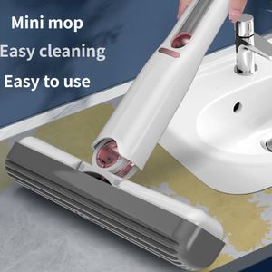Mops Portable Mini Mop Adjustable Sponge Head Hidden Powerful Absorbent Suitable for Bathroom Kitchen Living Room Table 230810