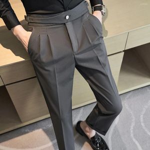 Mäns kostymer Män passar byxor 2023 British Style Business Casual Solid Slim Straight Dress for Formal Trousers Mane Clothing L05