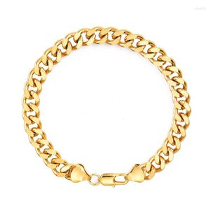 Länkarmband 18k Real Gold Plated Copper Armband för män Kvinnor Casual Free Style Hip Hop Jewelry Cuban Chain Guys Fashion Gift