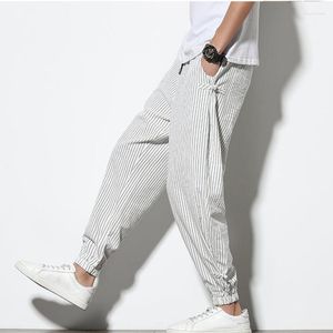 Pantaloni maschili leggibili primavera estate harem harem da uomo in lino cotone maschio pantaloni casual uomo