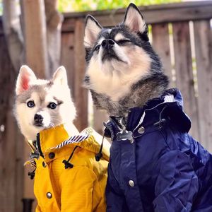 Hundkläder Pet Dog Raincoat Windproof and Rainprocess Yellow Puppy Hoodies Jacka Multi-storlek Lämplig för stora medelstora och små hundkläder 230810