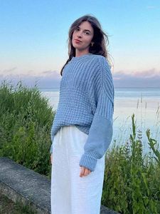 Kadın Sweaters Katı gevşek Fener Sleeve Düğün Külot Kazak Sonbahar Kış On Boyun Sıradan Kaşmir Tığ Jumbers Banliyö