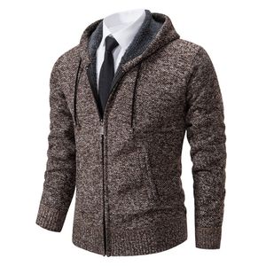 Blusas de camada com capuz de malha com capuz de malha comprida camisa de suéter de cardigan sólido espesso quente de tricô casual sweatercoat 230811