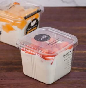 클리어 케이크 박스 투명한 사각형 무스 플라스틱 컵 케이크 상자와 뚜껑 요거트 푸딩 웨딩 파티 용품 i0811