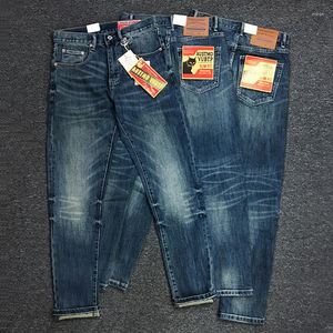 Jeans masculinos outono e inverno americano retro jeans de algodão puro puro lavado