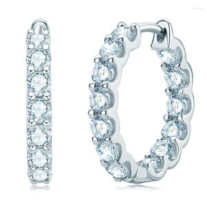 Hoop Earrings Hoops 925 Sterling Silver Real 3mm 2.6ct Moissanite Women Sparkling Jewelry Gifts GRA Certificate 14K Gold Plated