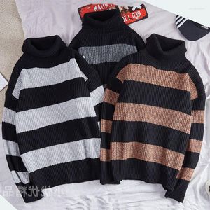 Kobiety swetry jesień/zima męski sweter gęsty hedging pasiaste pullover koreańskie preppy luźne modne strej streetwear