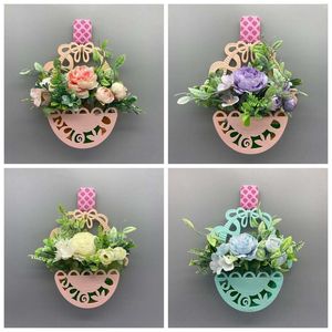 Decorative Flowers Wall Hanging Artificial Flower Suit Silk Living Room Bedroom Door Pendant Bouquet Basket Home Decorate