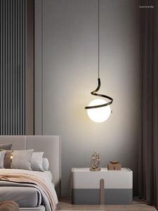 Hängslampor 7W LED -lampa nordiskt vardagsrum sovrummet sovrum restaurang loft svart vitt guld hängande lampor trappor belysning fixtur