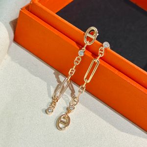 Luxury Dangle Earrings Brand Designer Top Quality S925 Sterling Silver Pig Nose Tassel Long Chain Charm Drop Earrings For Women Party Gift