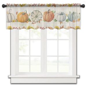 Curtain Thanksgiving Fall Pumpkin Kitchen Small Tulle Sheer Short Bedroom Living Room Home Decor Voile Drapes