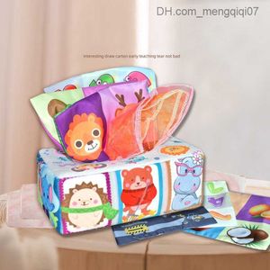 Pull Toys Cartoon Baby Tissue Box Pull Toy Sensory Baby Game Montessori Toy Animal Cognition Ploth Bag de Educação Infantil Z230814