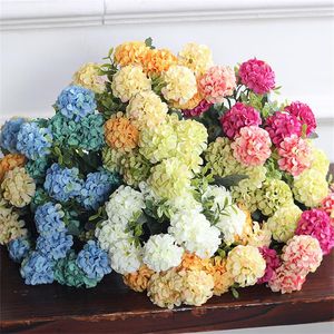 Decorative Flowers 10 Heads/Bouquet Artificial Ball Hydrangea Pink Silk Fake For DIY Living Room Home Garden Wedding Decoration