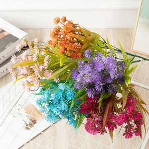 Dekorativa blommor 5 gafflar pengar krysantemum plast konstgjord blomma hembord ornament bröllop fest bakgrund väggdekoration