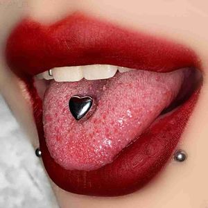 1PC Anti-Allergy Surgical Steel Tongue Rings For Women Silver Color Gold Heart Shape Tongue Barbells Piercing Body Jewelry 14g L230811