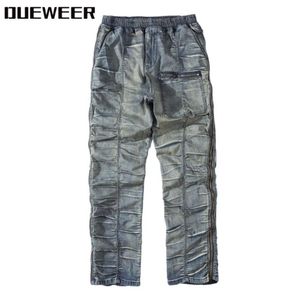 Dueweer Vintage Периодированные джинсы Swag Streetwear Slim Fit Biker Jeans Men Hip Hop Double Side Denim Denim Pant для Men3317