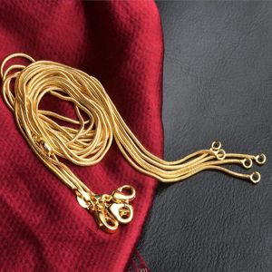 1mm 18k Guld Snake Chain Halsband 16 tum-30-tums dubbla skiktad bärbar lämplig för hängsmycken 18K Mark