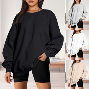 Kvinnors hoodies tröjor mode koreanska kvinnor jumper 2023 casual lös långärmad y2k toppar fasta färg tröjor kvinnliga för höstvinter 230810