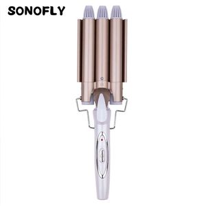 Curling Irons Sonofly 22mm Triple Barrel Hair Curler Egg Roll Wavy Frisyr Profession Frisörverktyg Women Electric Iron JF270 230812