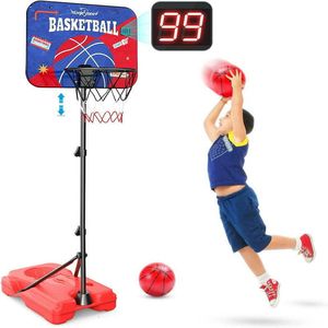 Cheerleading Basketball Hoop com suporte de placar eletrônico Altura ajustável 3558 pés para crianças jovens brincam de metal interno e externo 230811