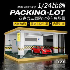 Diecast Model Car 1 24 Simulation Car Model Parking Lot Model Scene Garage Display with Lighting Decoration 230812