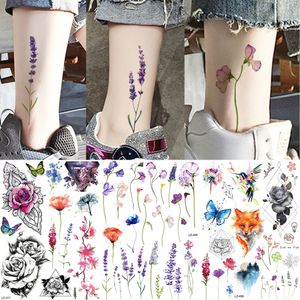 Tatuagens temporárias yuran tornozelo flora cereja lavanda flash falsa à prova d'água feminina braço tatuagem de tatuagem de tatuagem corporal Tatoos personalizados 230812