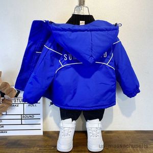 Jackets Winter Kids Blue Parka Jacket Children Clothing Boys Jacket Clothes Coat Outerwear Infant Overcoat Suit R230812